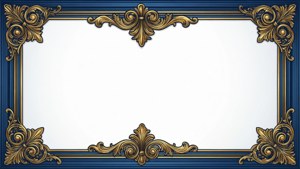 Gold Filigree Blue Border