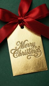 Gold Foil Merry Christmas Tag