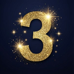 Gold Glitter Number 3