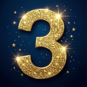 Gold Glitter Number 3