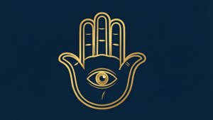 Gold Hamsa on Navy