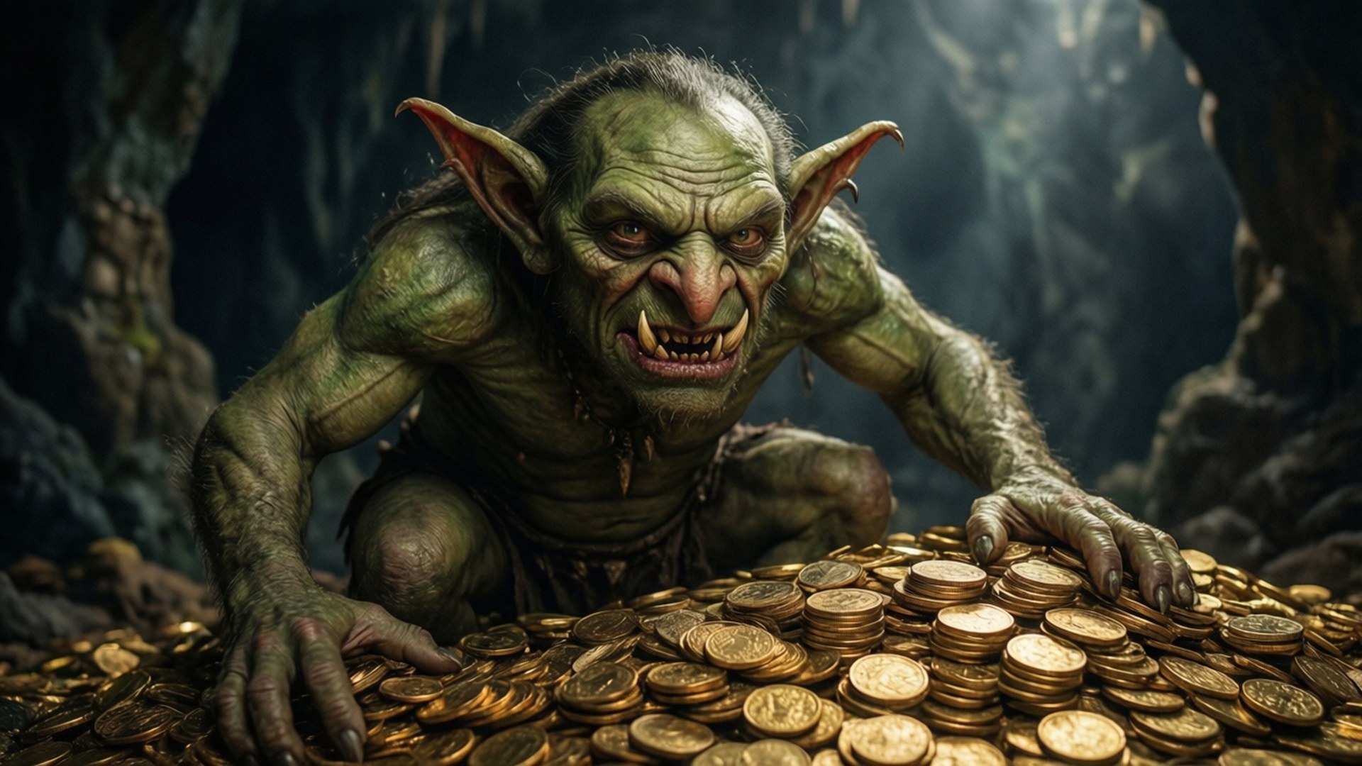 Gold Hoarding Goblin by Wallpapers.art Studio