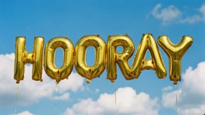 Gold Hooray Balloon Letters