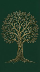 Gold Line Art Family Tree