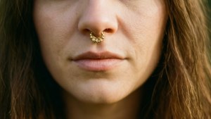 Gold Septum Ring Close-Up