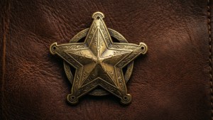 Gold Star Badge on Leather