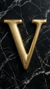 Gold V on Marble