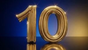 Golden 10 on Blue