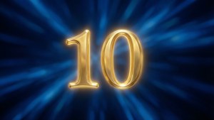 Golden 10 on Blue