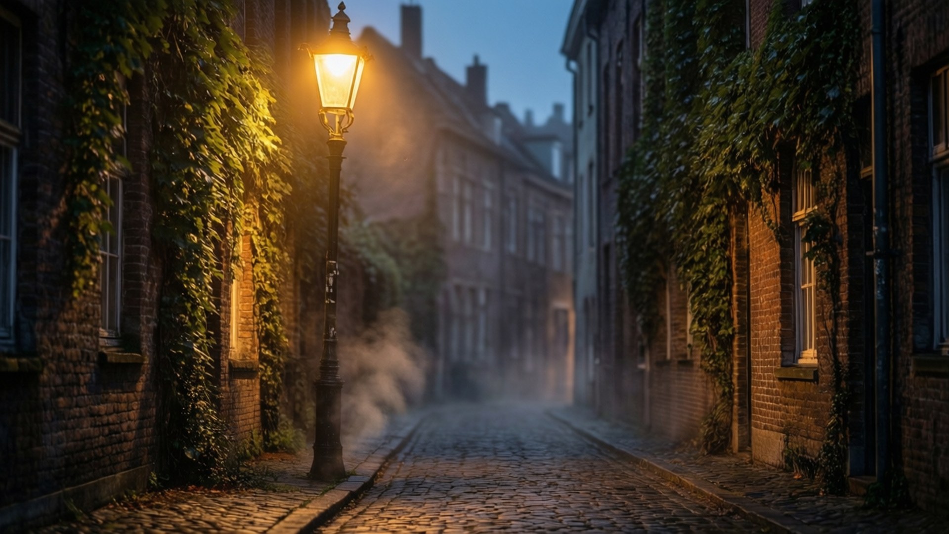 Golden Alley Glow by Wallpapers.art Studio
