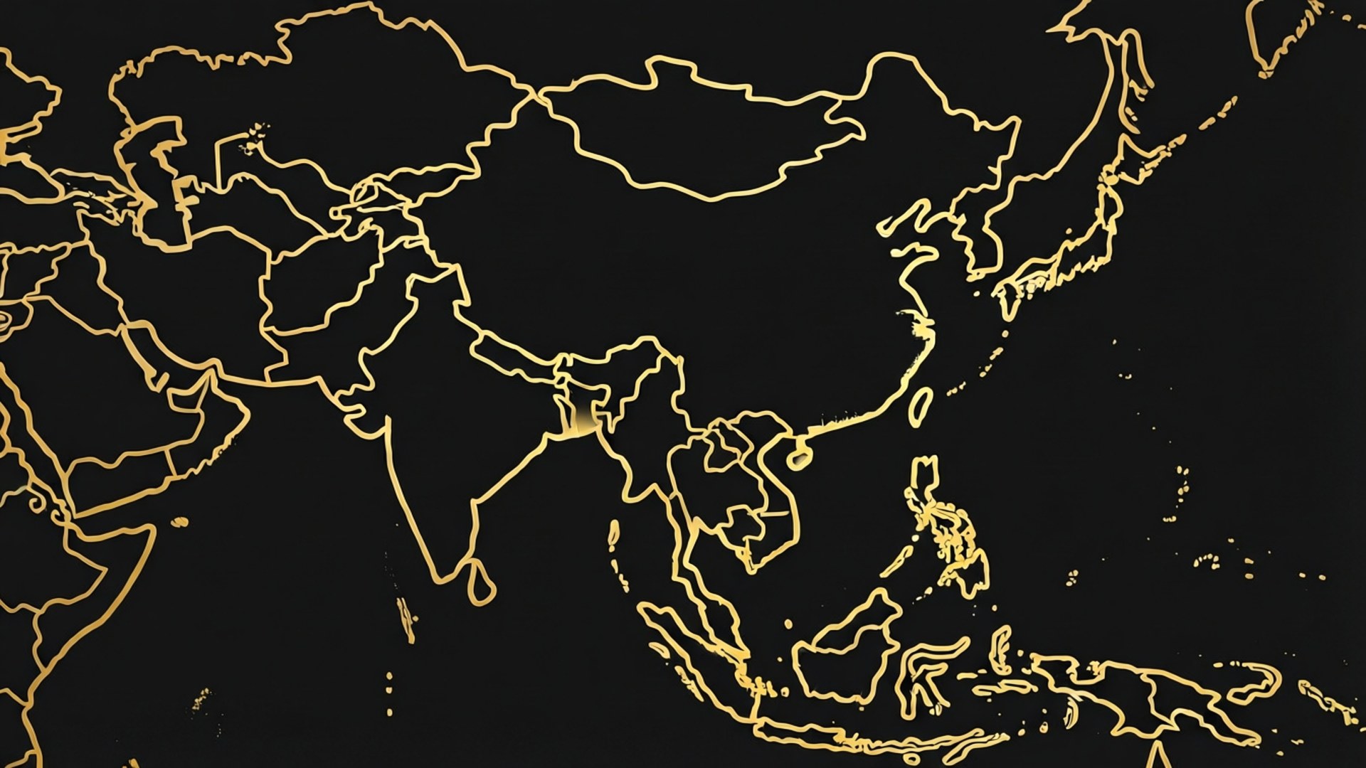 Golden Asia Silhouette by Wallpapers.art Studio