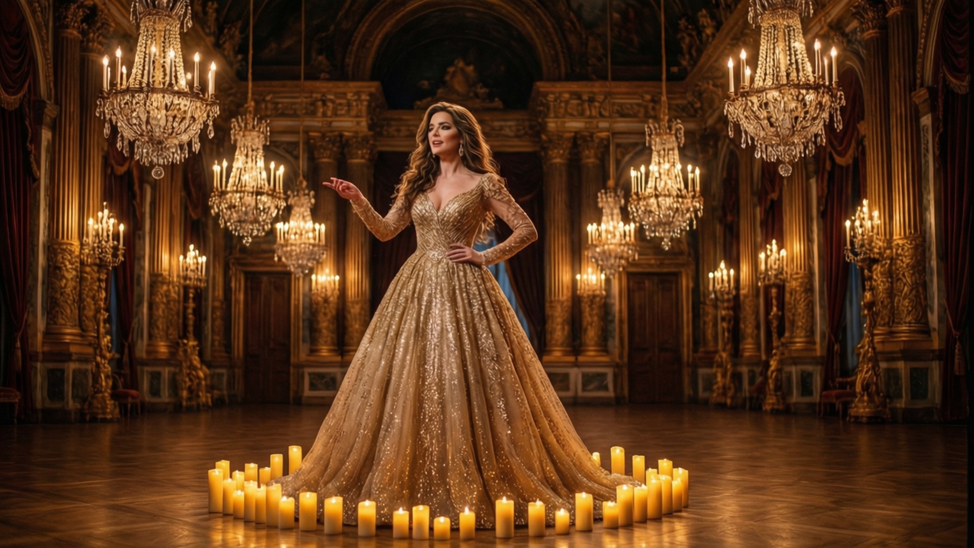 Golden Ballroom Splendor by Wallpapers.art Studio