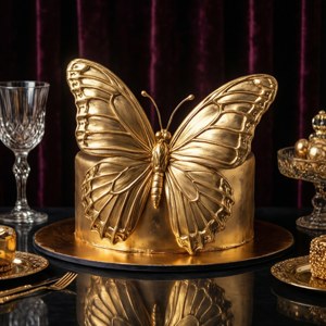 Golden Butterfly Cake Luxe
