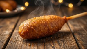 Golden Corn Dog Close-Up