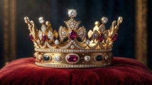 Golden Crown on Velvet