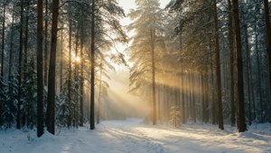 Golden Dawn in Pine Forest