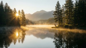 Golden Dawn Over Lake