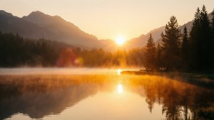 Golden Dawn Over Serene Lake