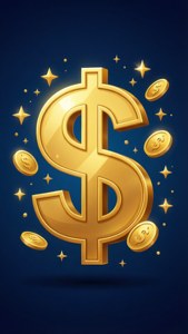 Golden Dollar Sign with Coins