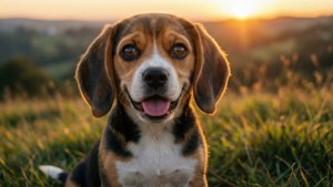 Golden Hour Beagle Pup