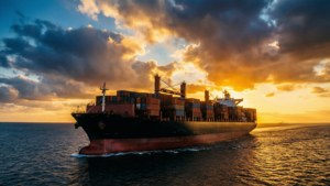 Golden Hour Container Ship