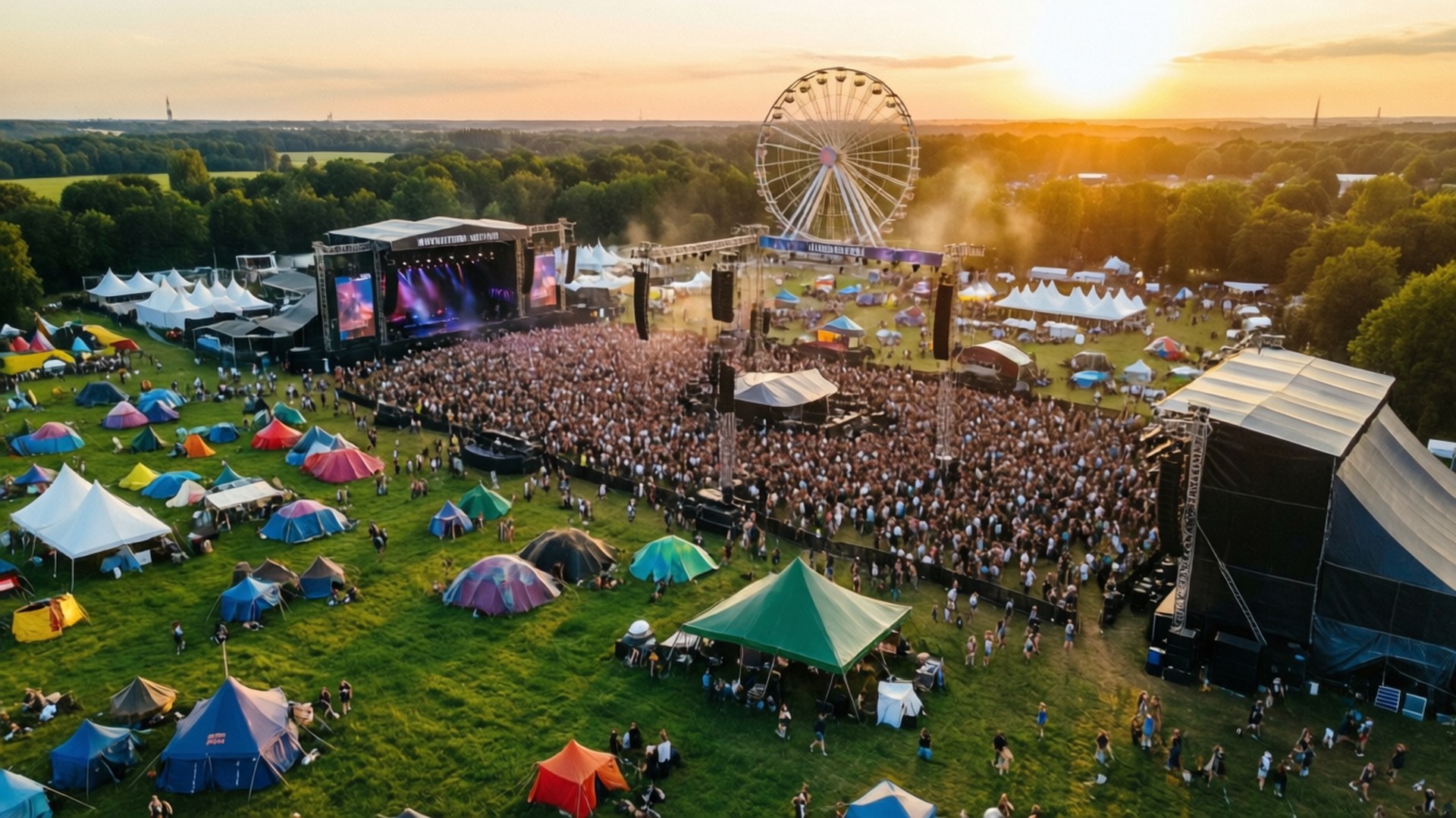 Golden Hour Festival Fields by Wallpapers.art Studio