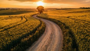 Golden Hour on the Dirt Path