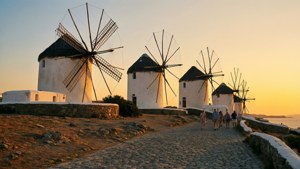 Golden Hour Path to Windmills