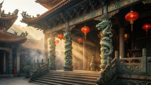 Golden Hour Temple Serenity