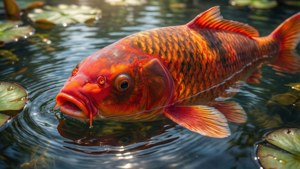 Golden Koi in Pond