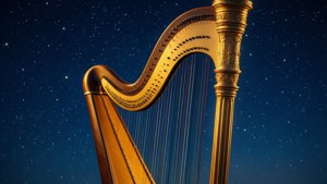Golden Lyre Under Stars