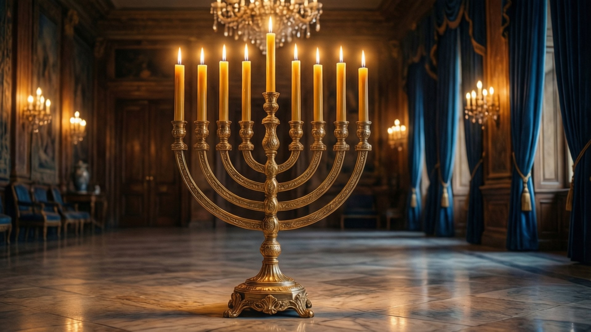 Golden Menorah Grandeur by Wallpapers.art Studio