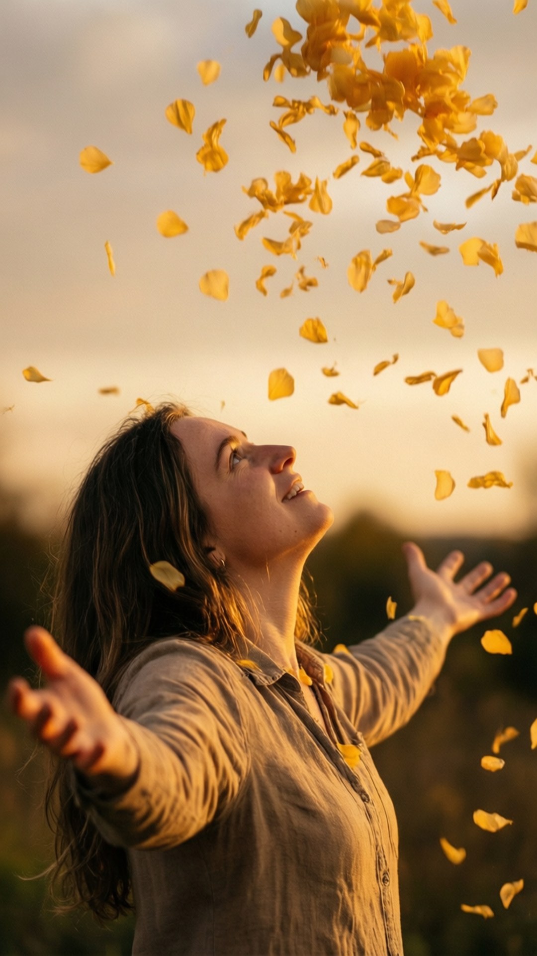 Golden Petal Rain by Wallpapers.art Studio