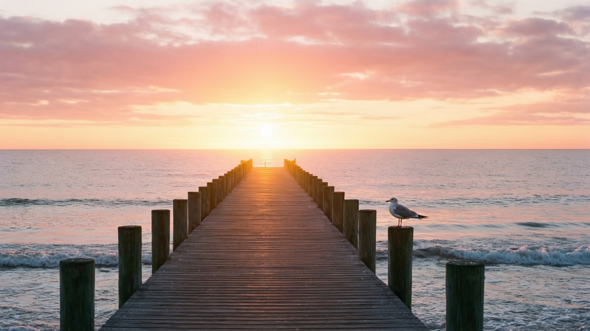 Golden Pier Dawn by Wallpapers.art Studio
