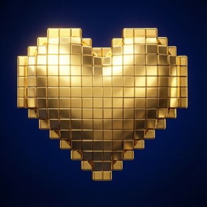 Golden Pixel Heart