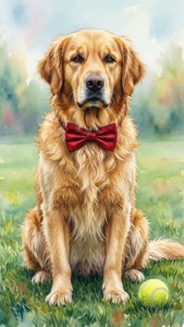 Golden Retriever with Bow Tie