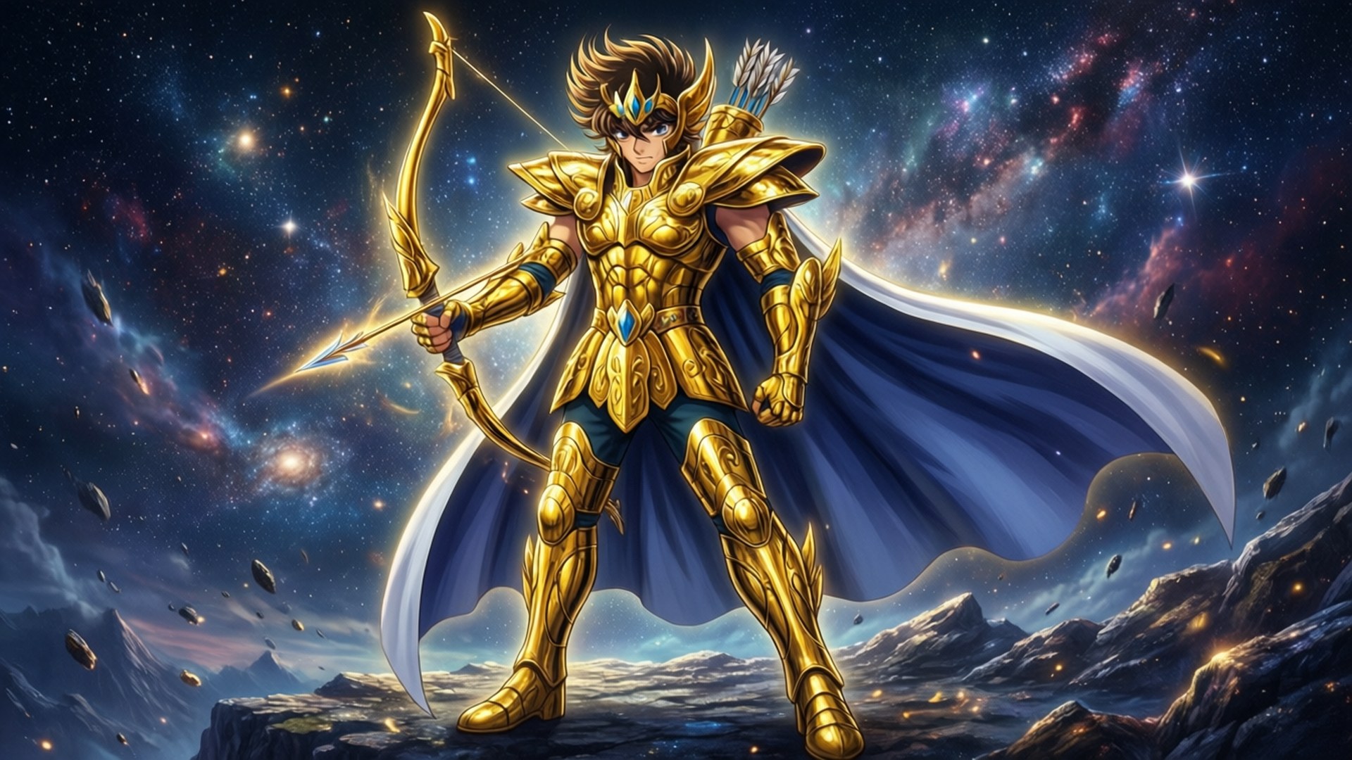Golden Saint Under Starlight by Wallpapers.art Studio