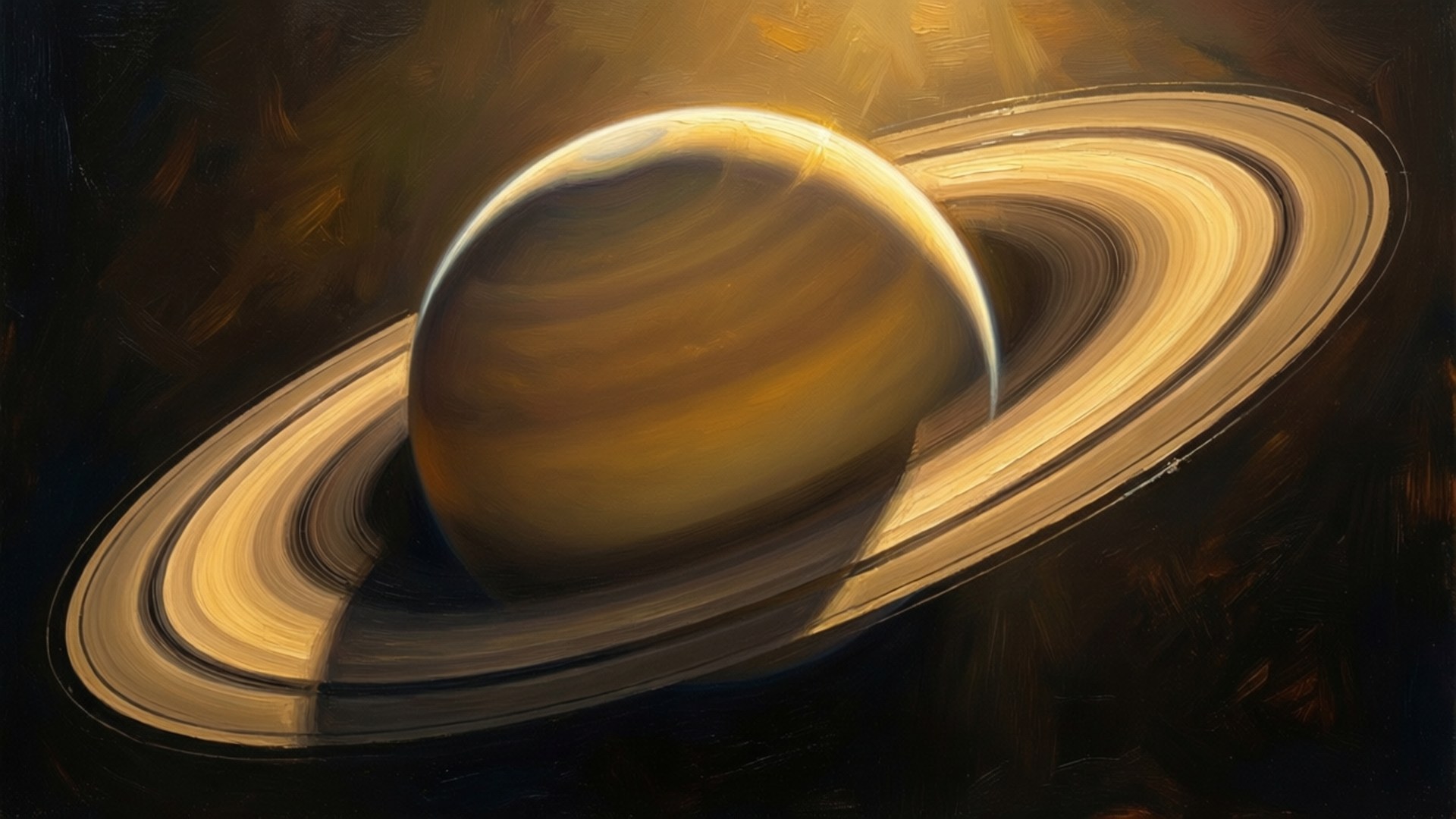 Golden Saturn Glow by Wallpapers.art Studio