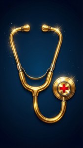 Golden Stethoscope Red Cross