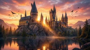 Golden Sunrise Over Hogwarts