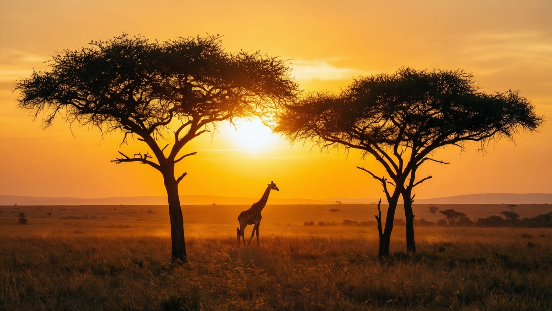 Golden Sunrise Savanna by Wallpapers.art Studio