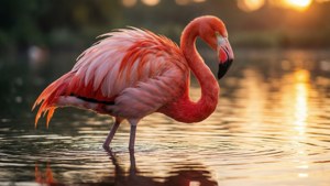 Golden Sunset Flamingo
