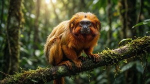 Golden Tamarin in Rainforest
