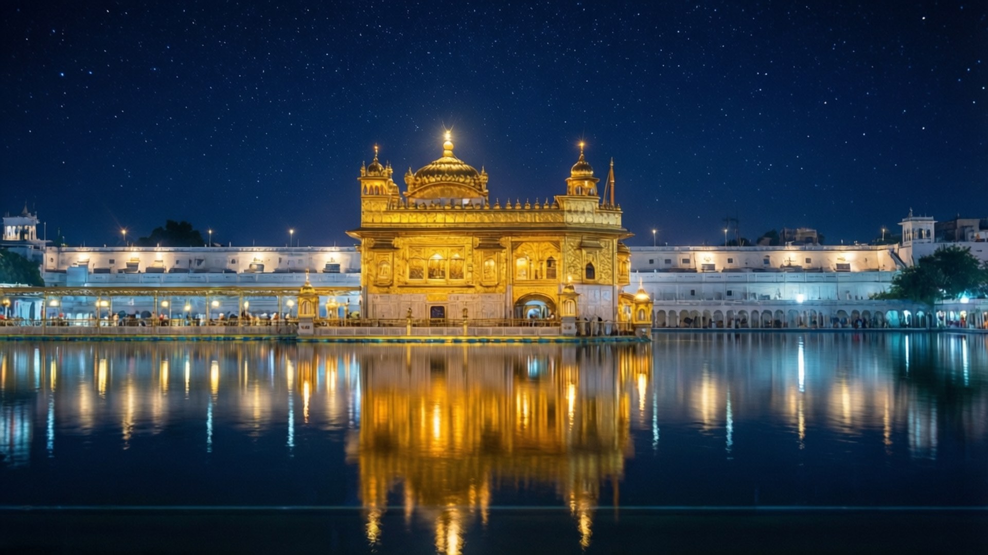 Golden Temple Night Glow by Wallpapers.art Studio
