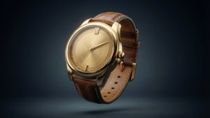Golden Watch 3D Render