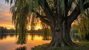 Golden Willow Lake Sunset