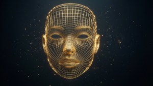 Golden Wireframe Face