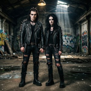 Goth Couple in Warehouse