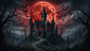 Gothic Castle Red Moon