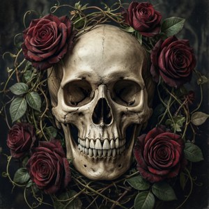 Gothic Floral Skull